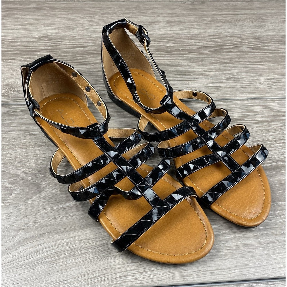 Aldo Womens Ankle Buckle Gladiator Sandals Black‎ Size 40 US 9